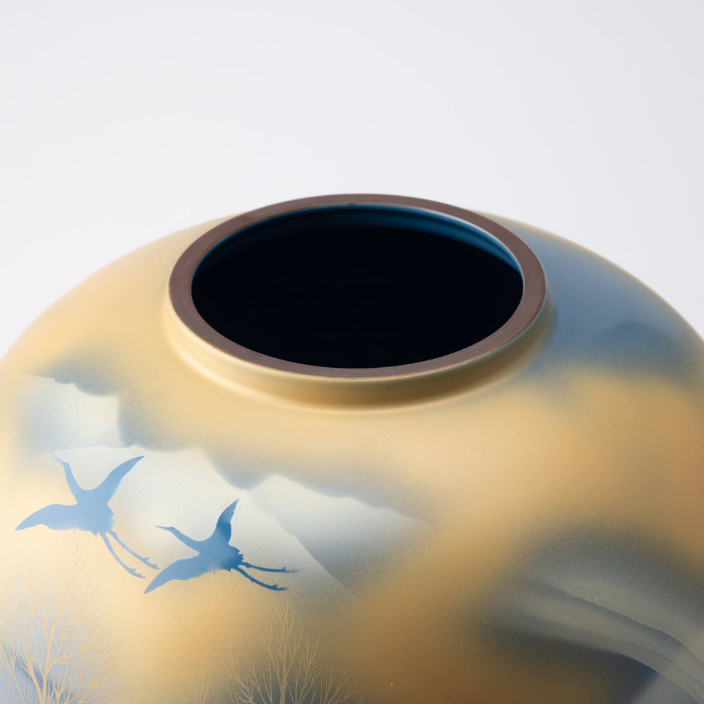 Gold Leaf and Trees Flower Vase