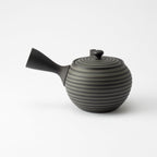 Circular Stripe Patterned Black Japanese Teapot