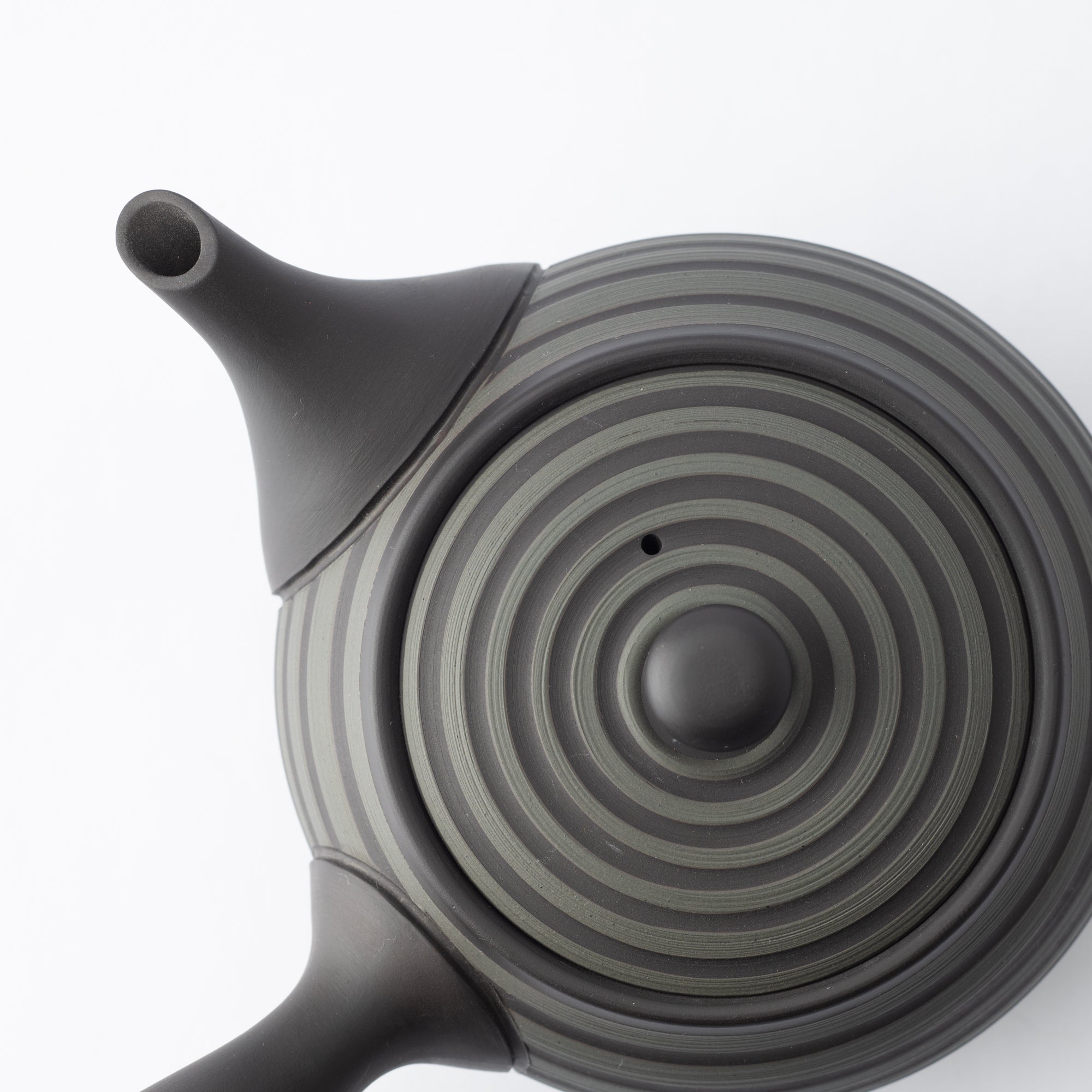 Circular Stripe Patterned Black Japanese Teapot