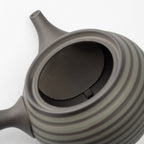 Circular Stripe Patterned Black Japanese Teapot