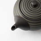 Circular Stripe Patterned Black Japanese Teapot