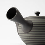 Circular Stripe Patterned Black Japanese Teapot