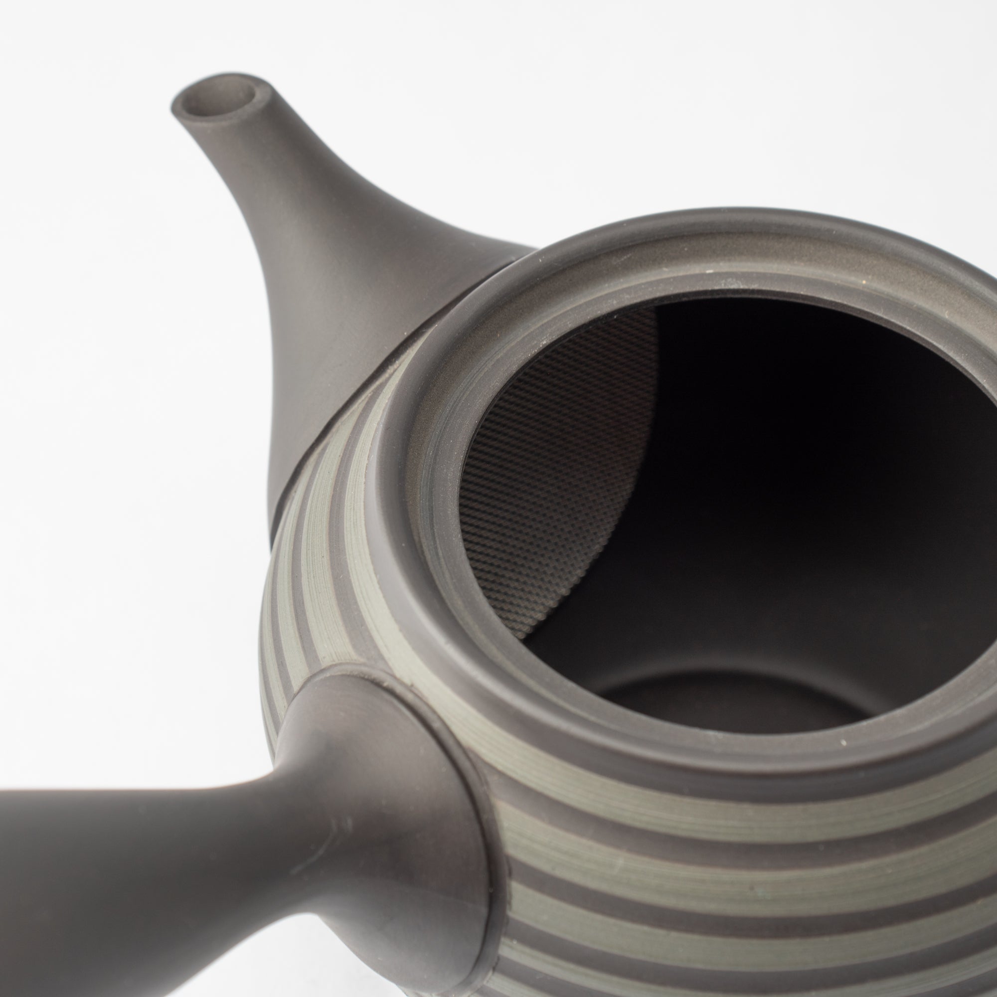 Circular Stripe Patterned Black Japanese Teapot