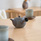 Circular Stripe Patterned Black Japanese Teapot
