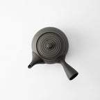 Circular Stripe Patterned Black Japanese Teapot