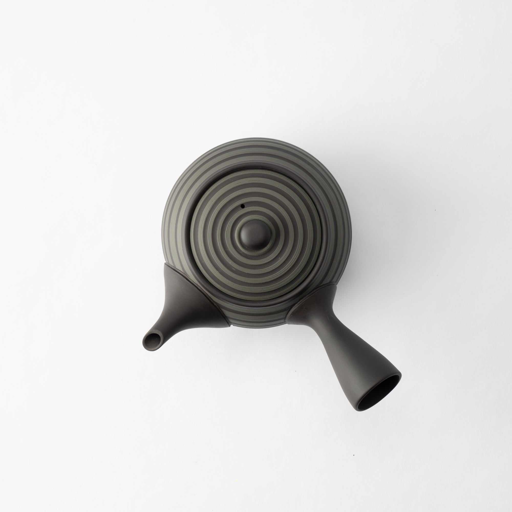 Circular Stripe Patterned Black Japanese Teapot