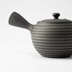 Circular Stripe Patterned Black Japanese Teapot