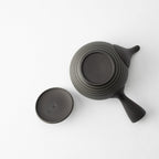 Circular Stripe Patterned Black Japanese Teapot