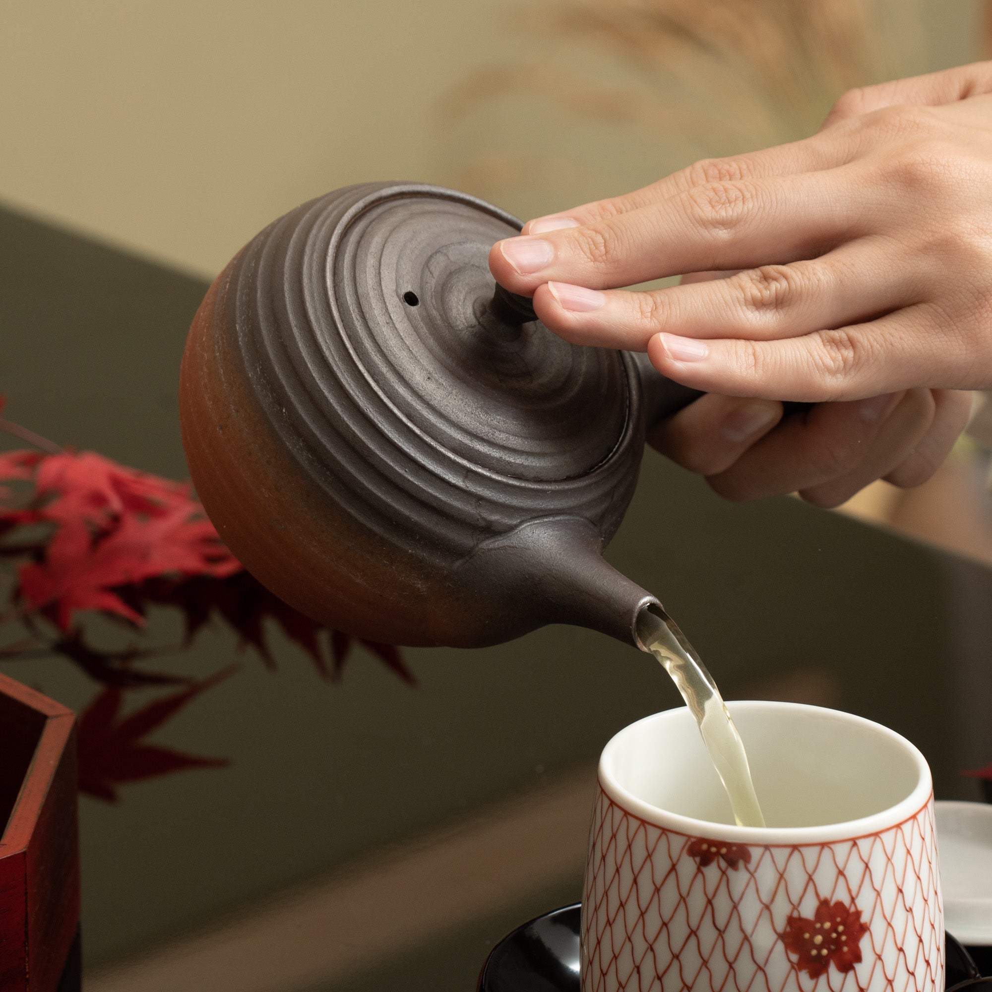 Brown and Red Japanese Teapot