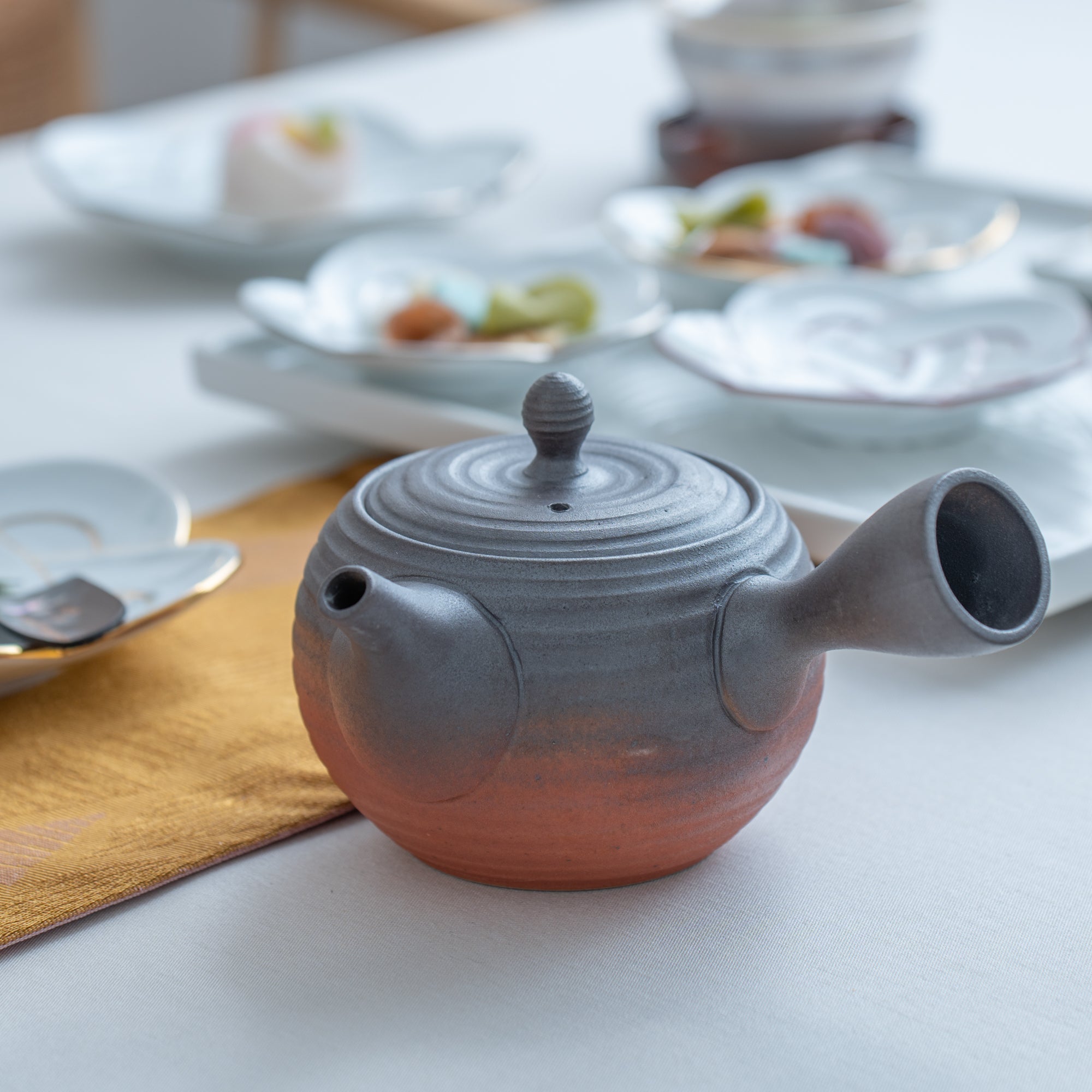 Brown and Red Japanese Teapot