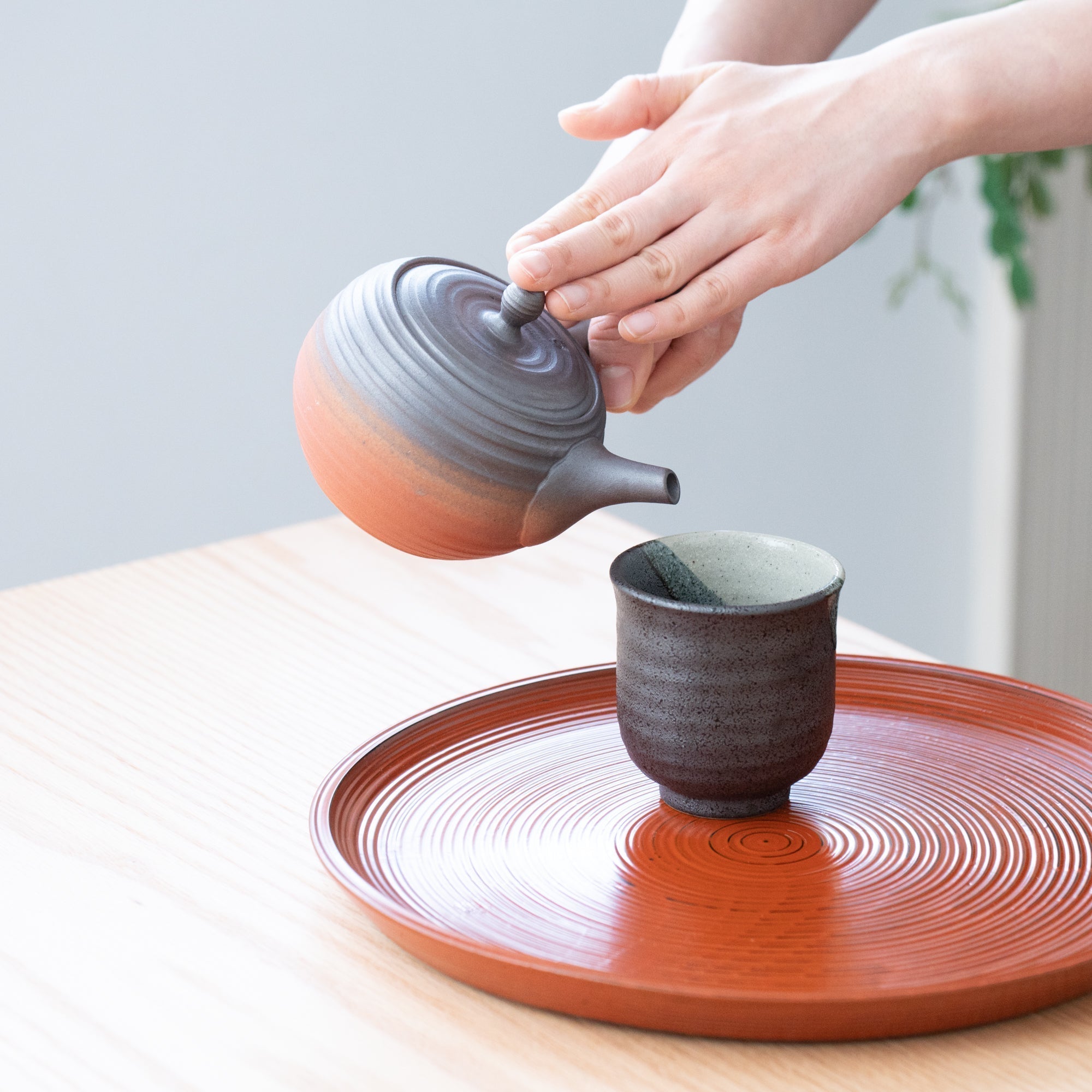 Brown and Red Japanese Teapot