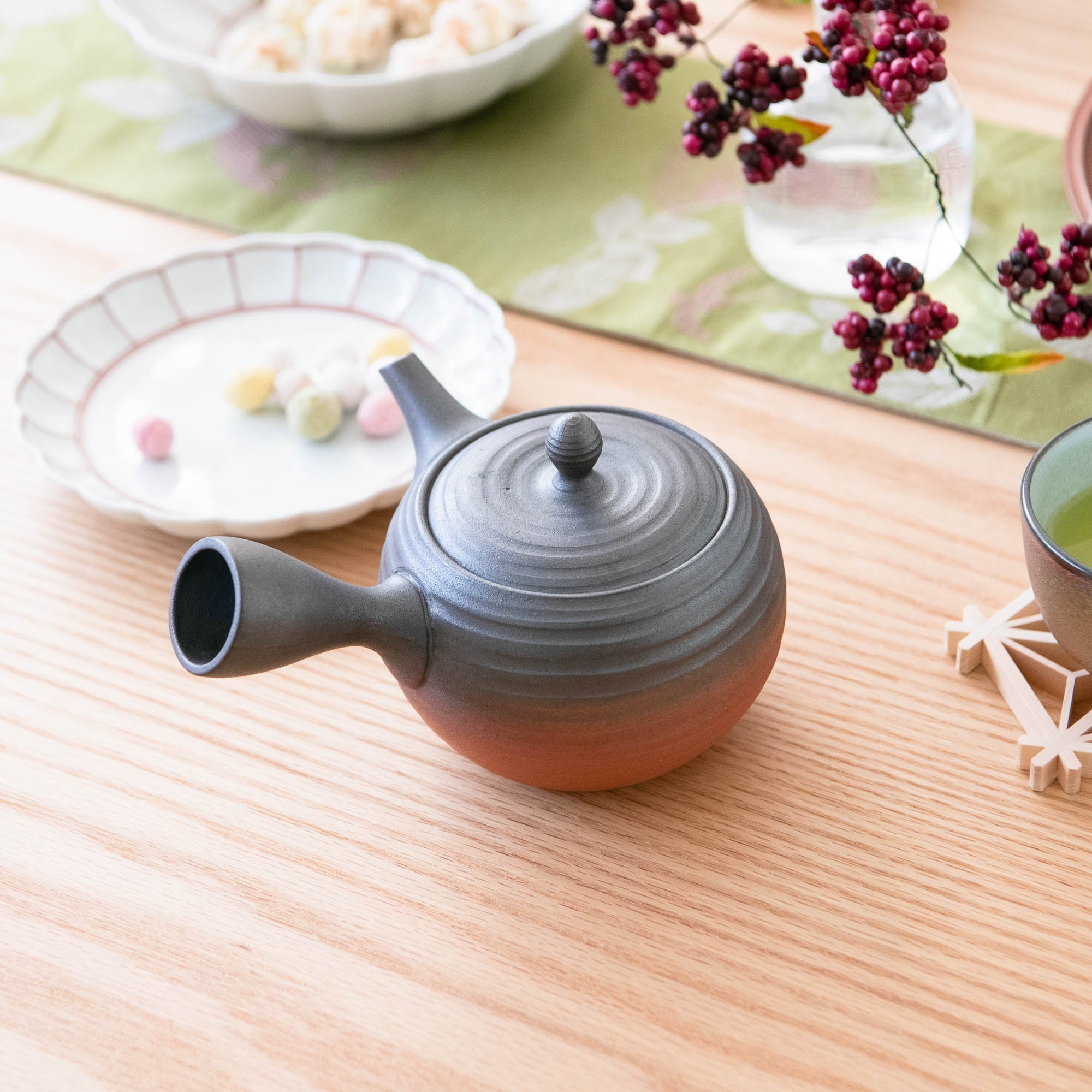 Brown and Red Japanese Teapot