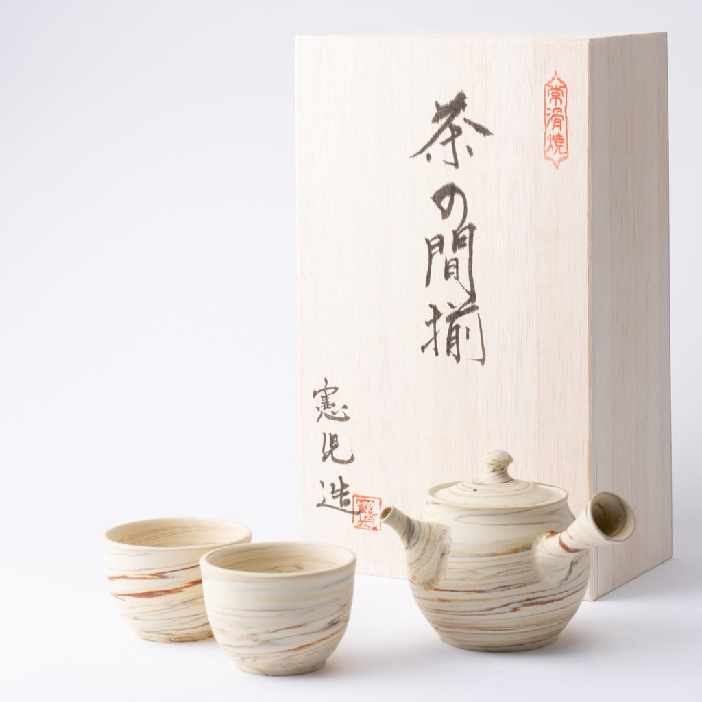 Marble Pattern Japanese Tea Set