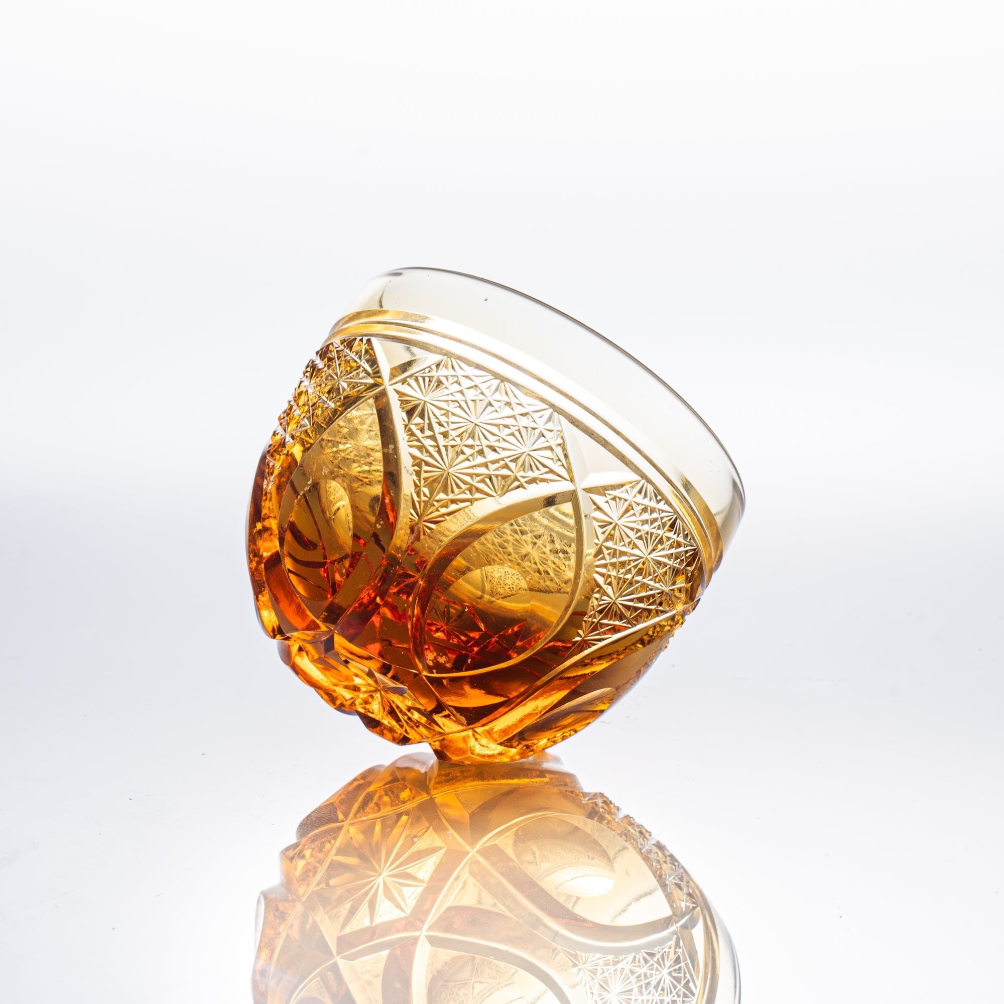 Amber Flower Petals Guinomi Sake Cup