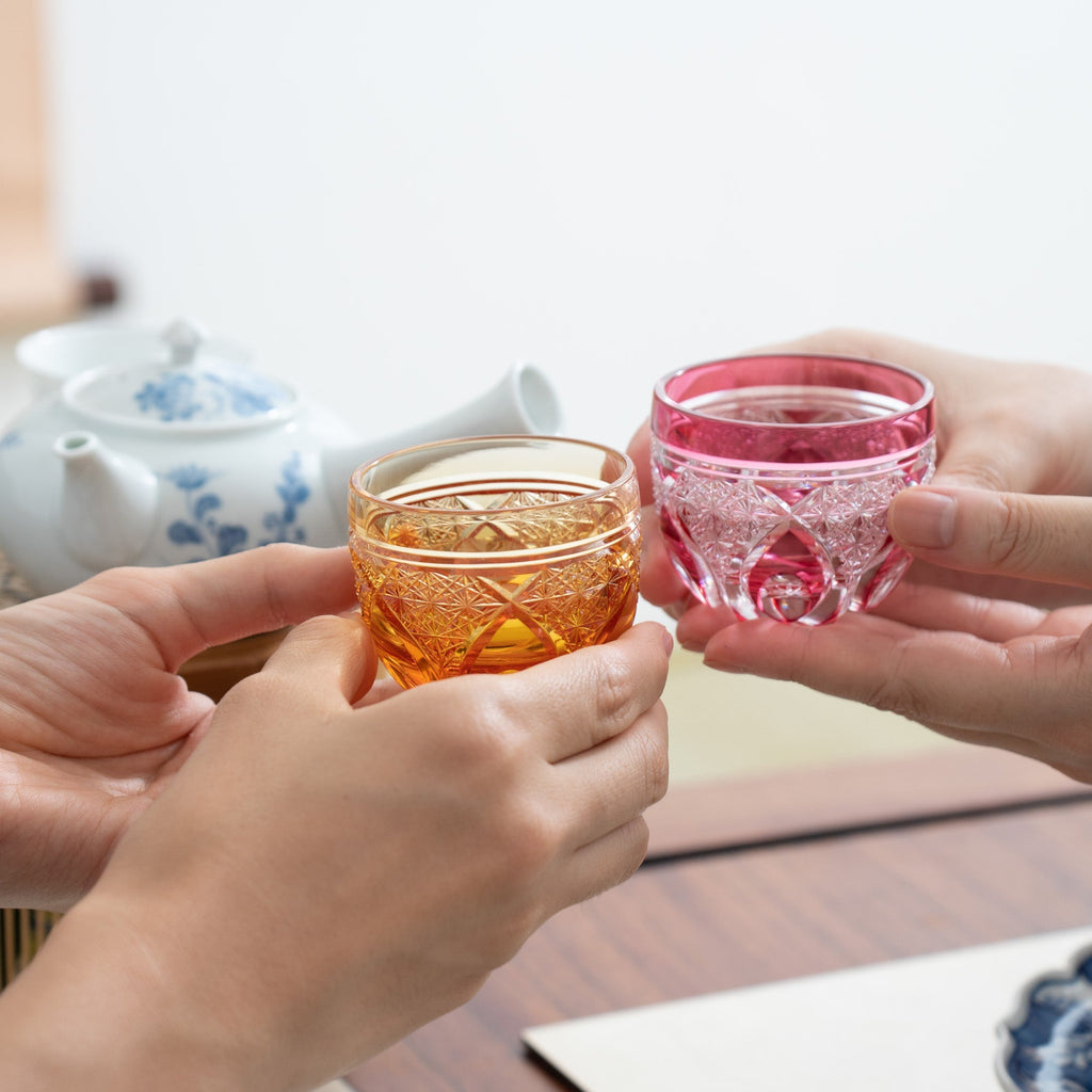 Amber Flower Petals Guinomi Sake Cup