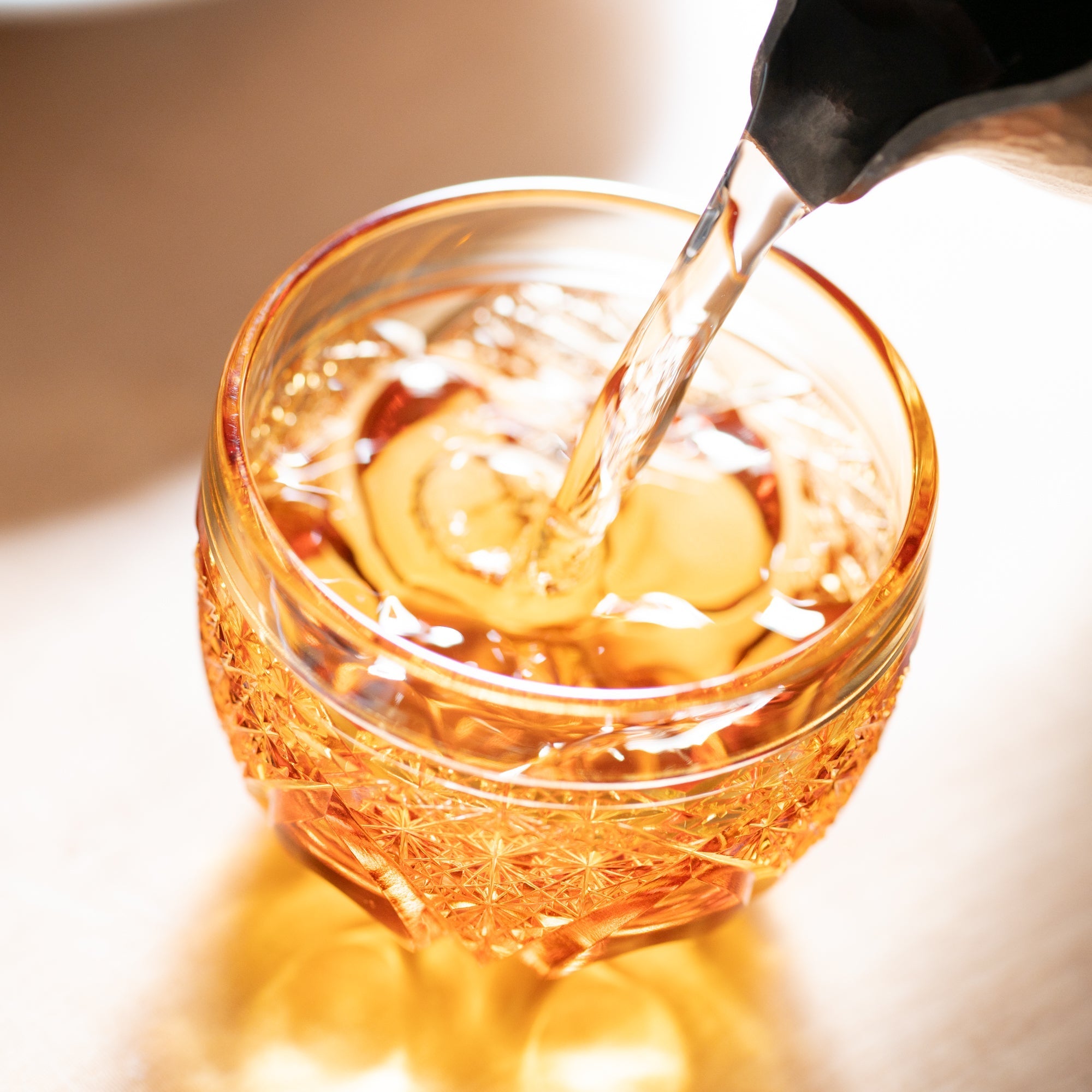 Amber Flower Petals Guinomi Sake Cup