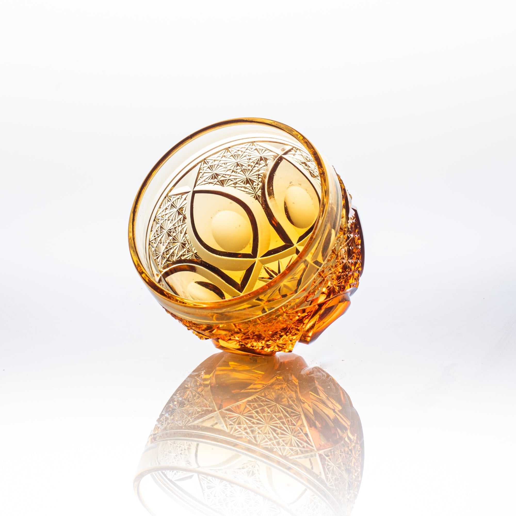 Amber Flower Petals Guinomi Sake Cup