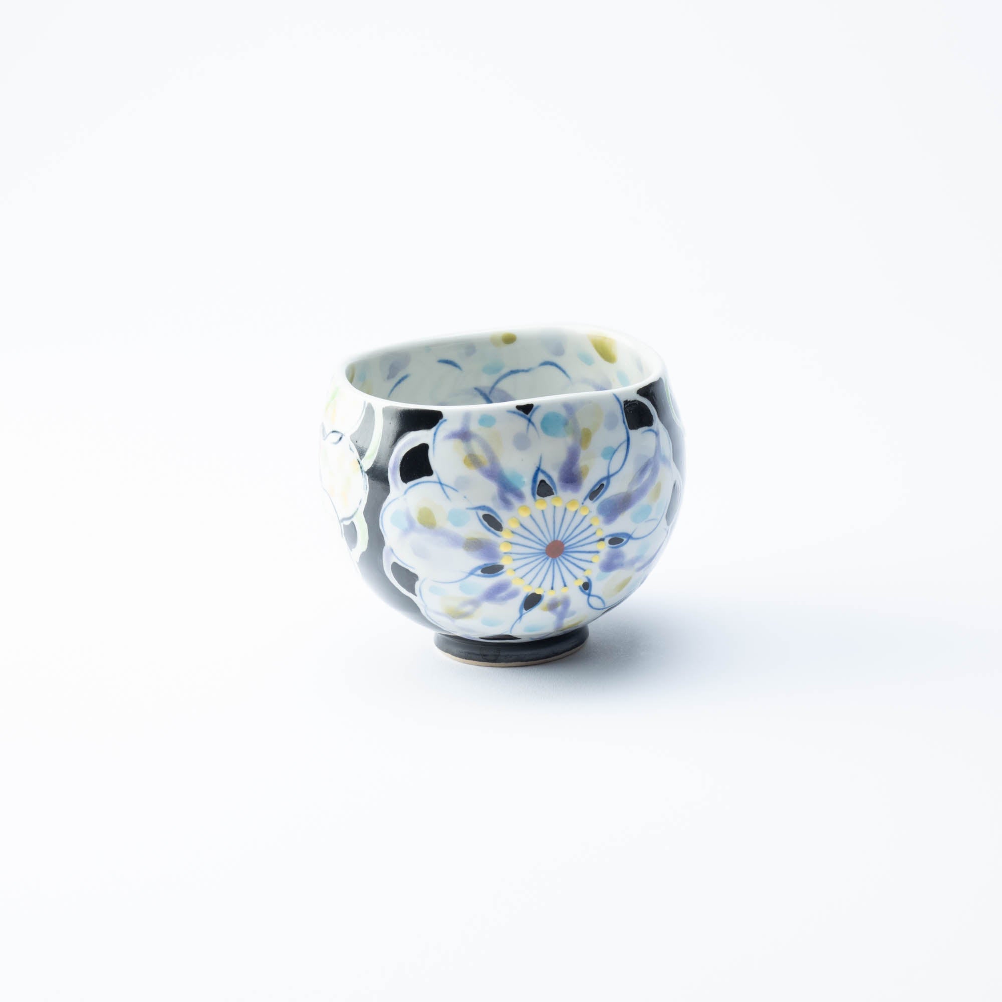 Polychrome Flowers Yunomi Japanese Teacup
