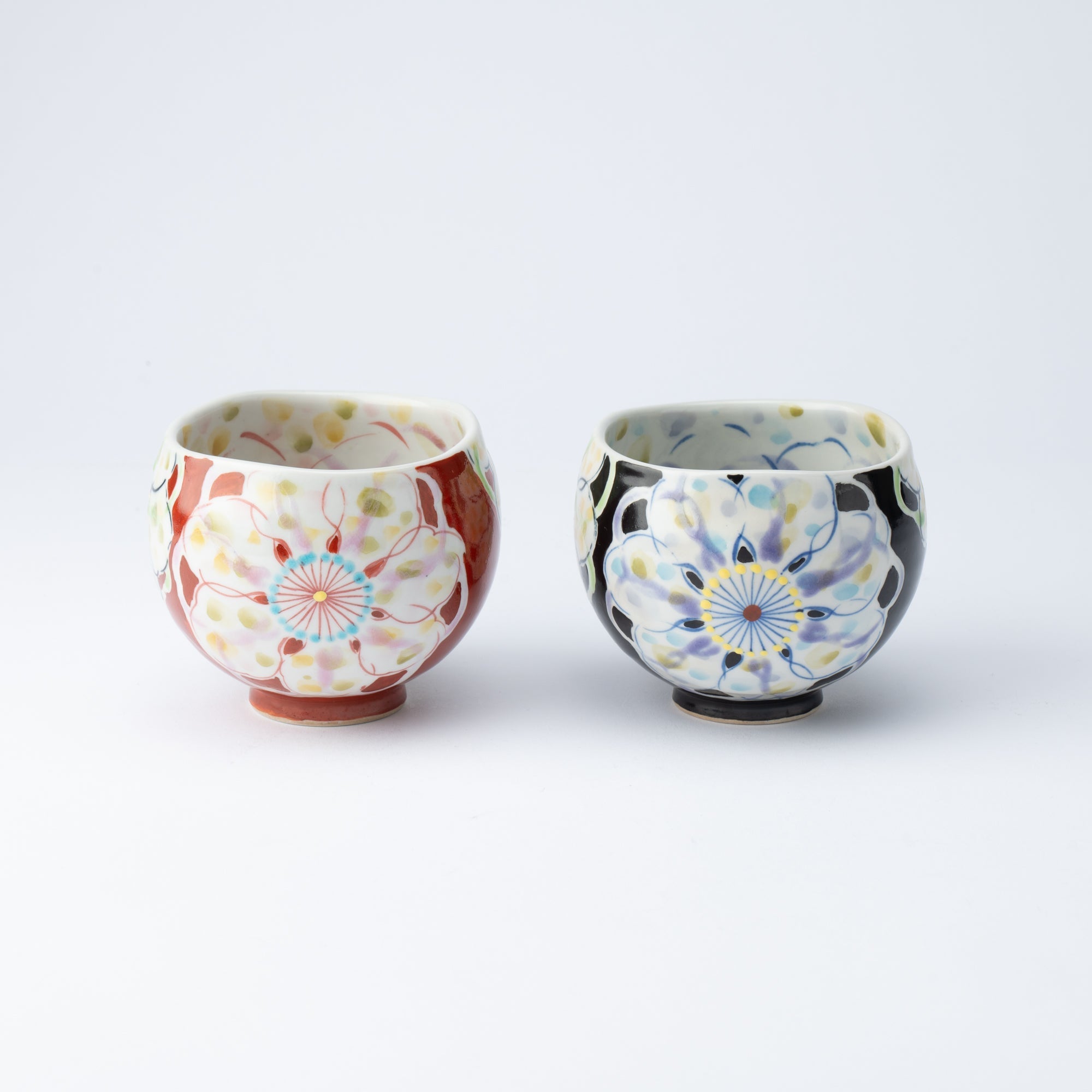 Polychrome Flowers Yunomi Japanese Teacup