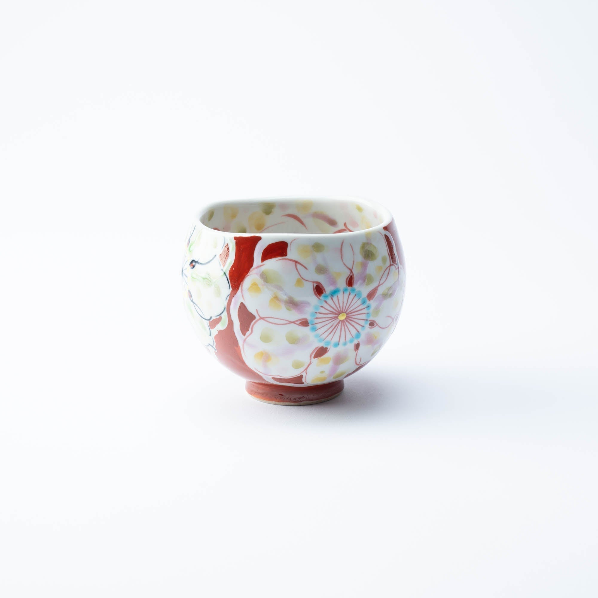 Polychrome Flowers Yunomi Japanese Teacup