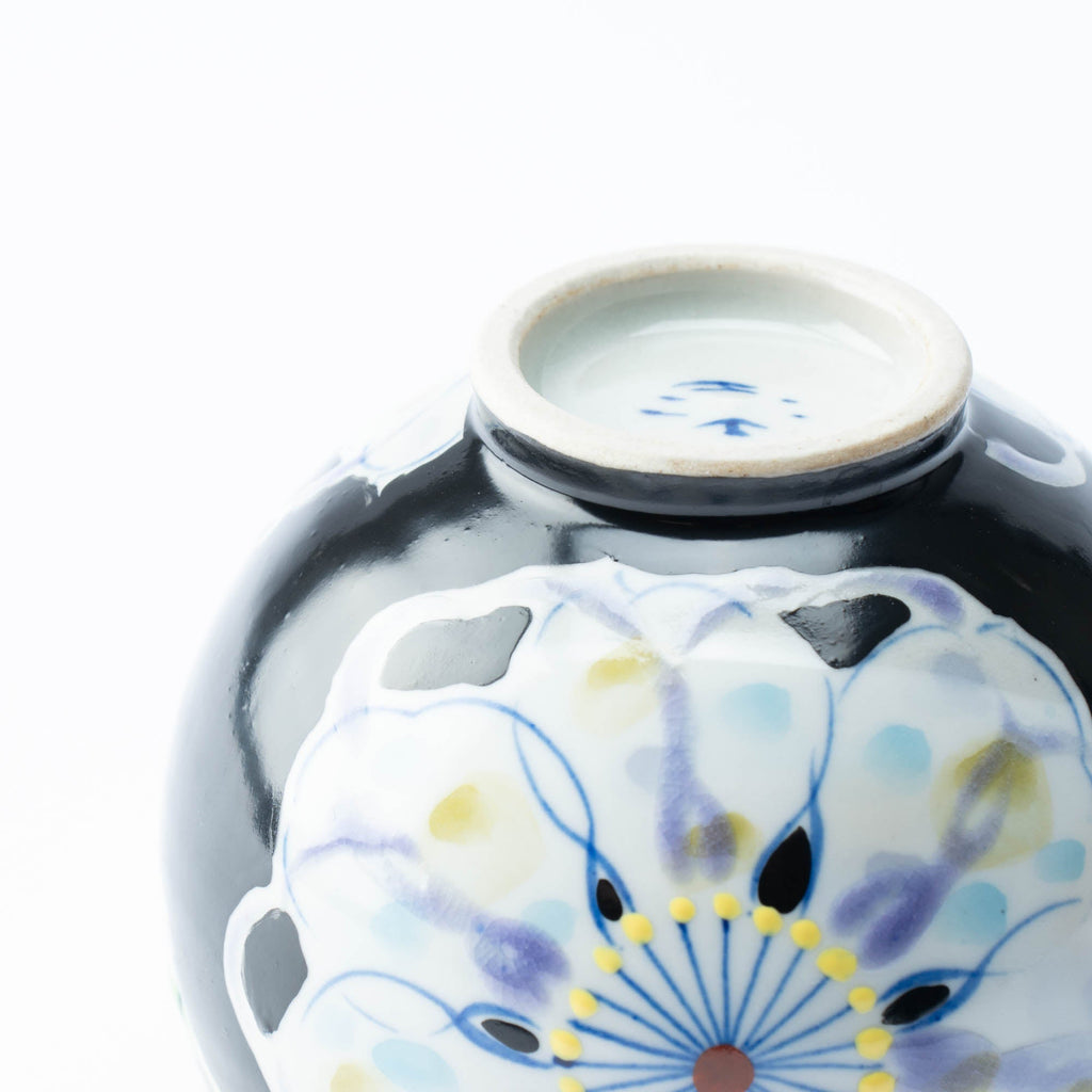 Polychrome Flowers Yunomi Japanese Teacup