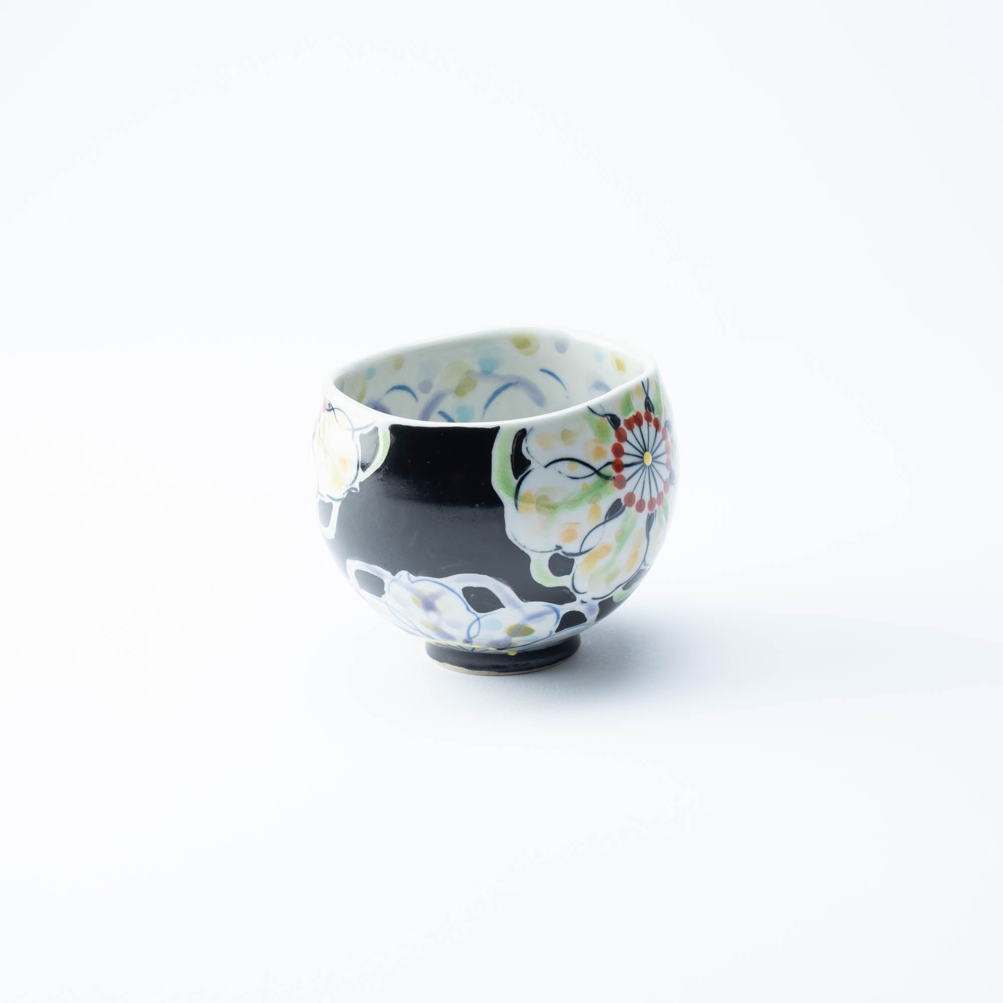 Polychrome Flowers Yunomi Japanese Teacup