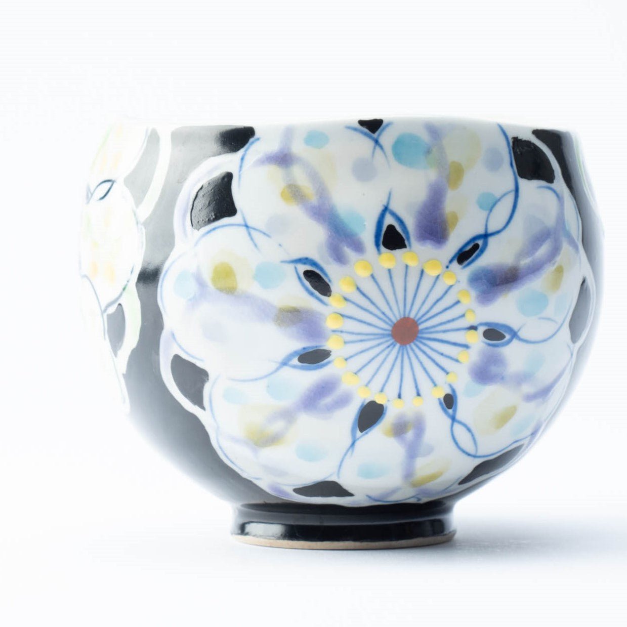 Polychrome Flowers Yunomi Japanese Teacup