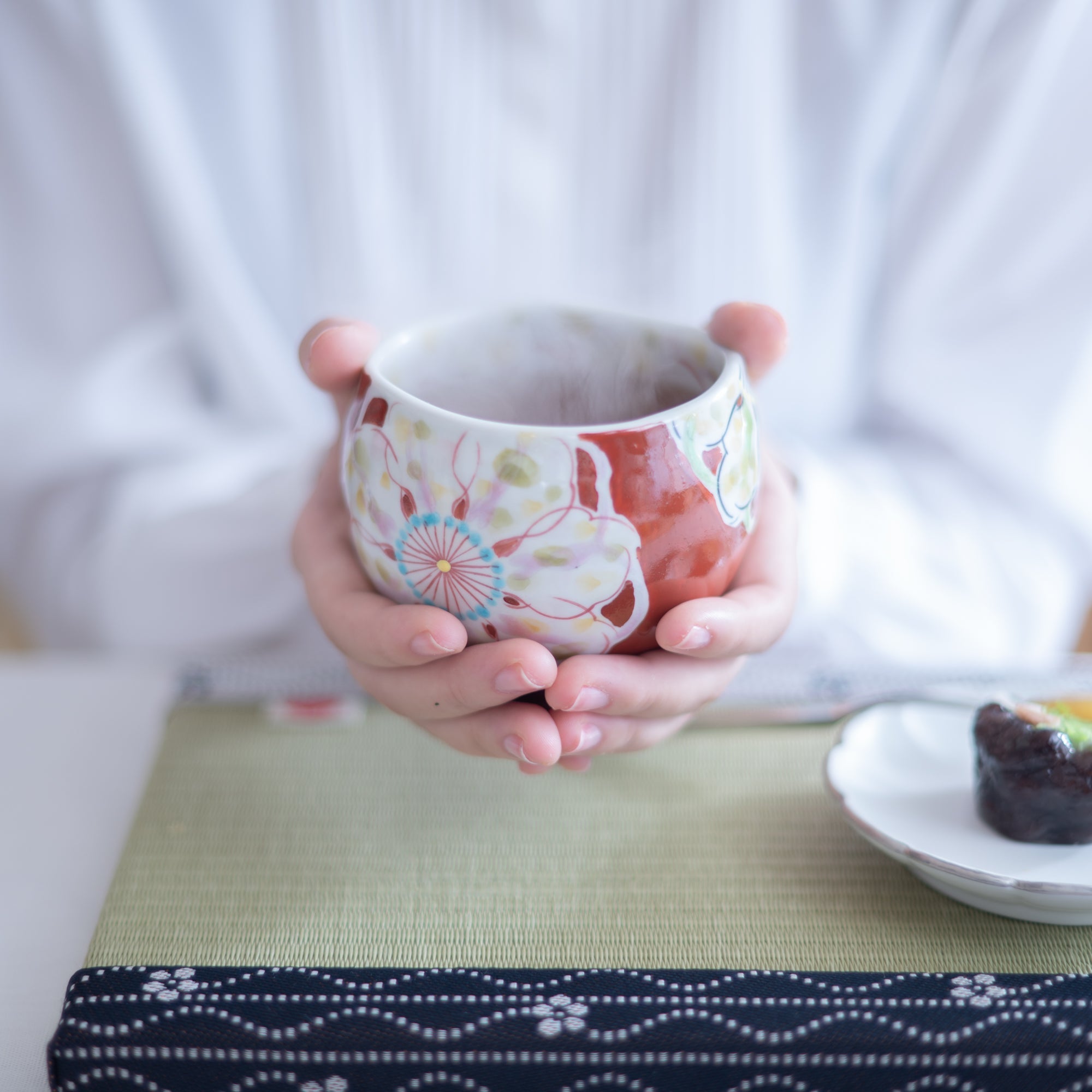 Polychrome Flowers Yunomi Japanese Teacup
