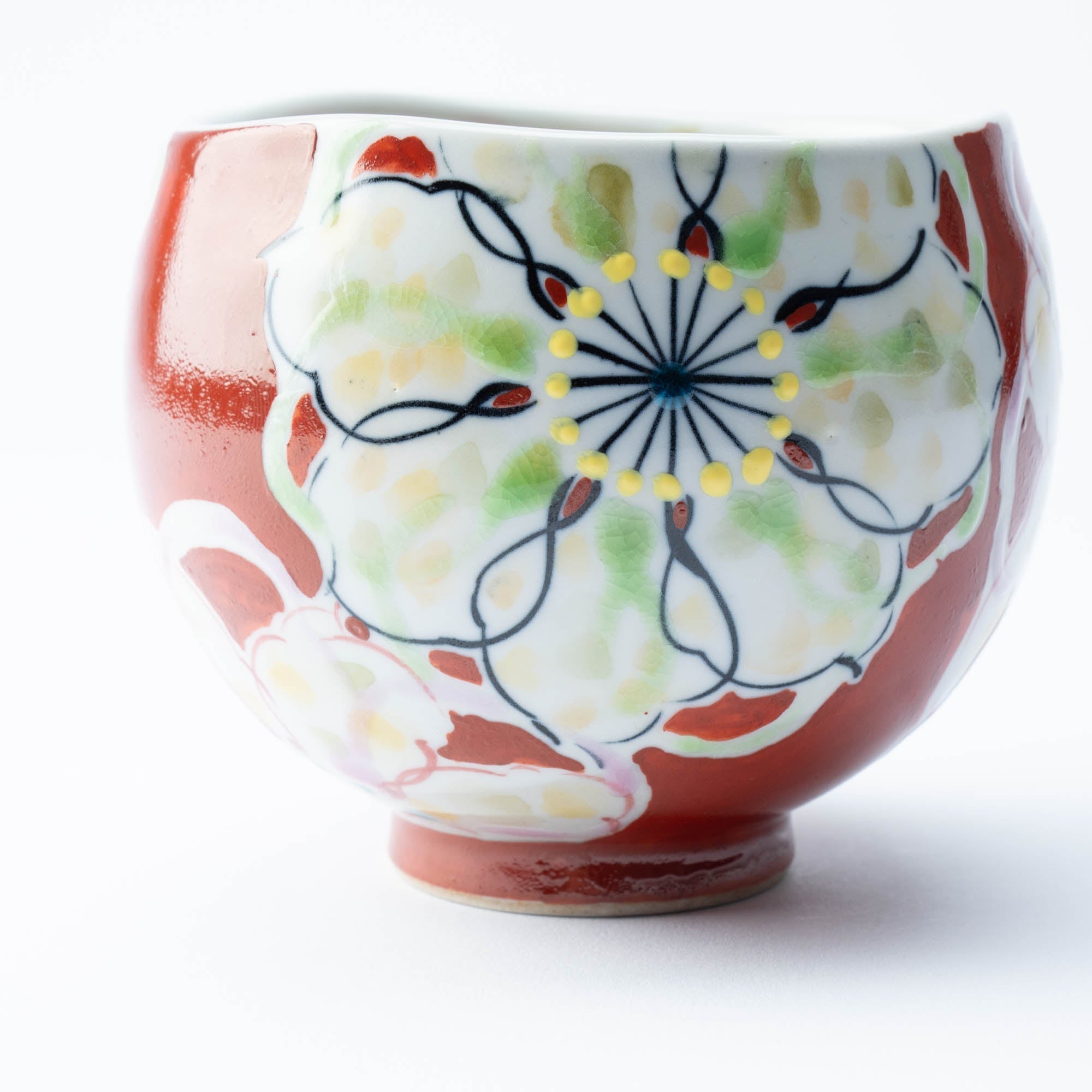 Polychrome Flowers Yunomi Japanese Teacup