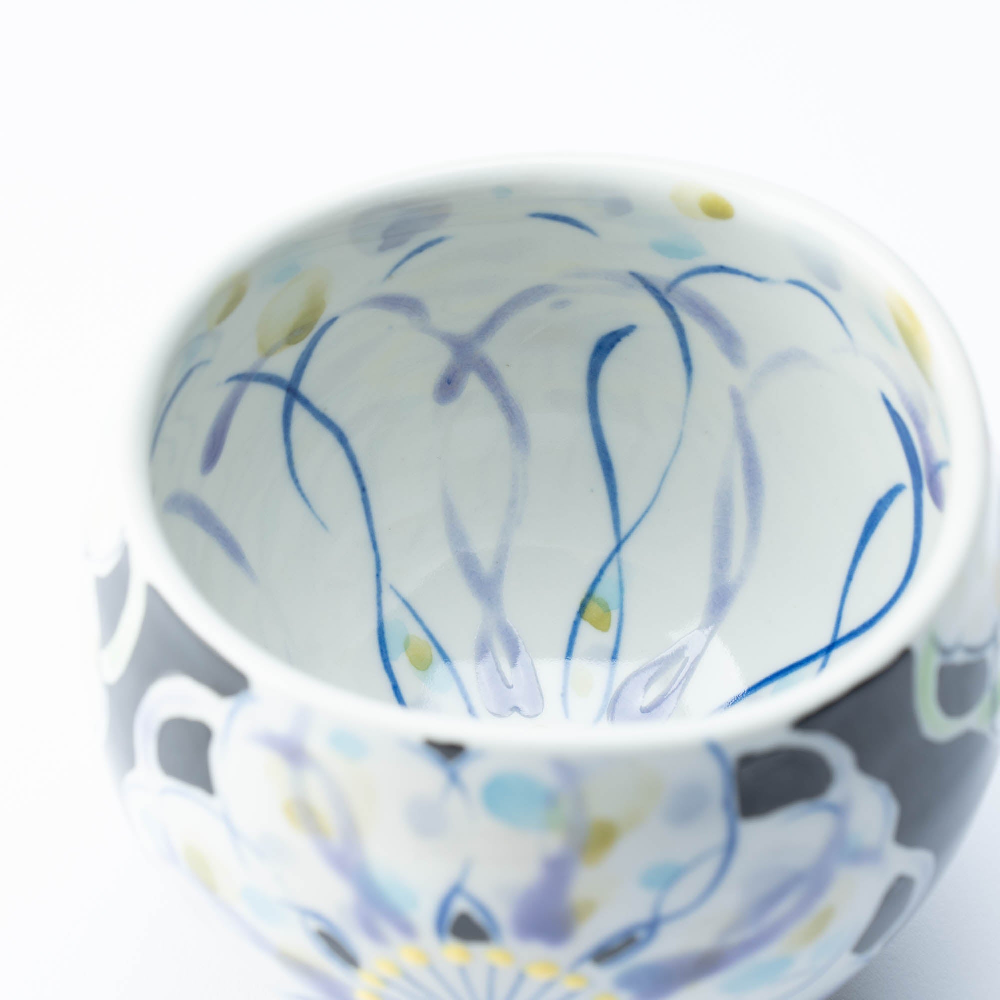 Polychrome Flowers Yunomi Japanese Teacup