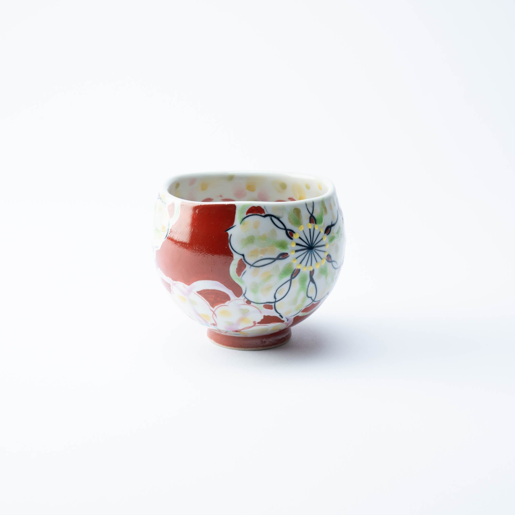 Polychrome Flowers Yunomi Japanese Teacup