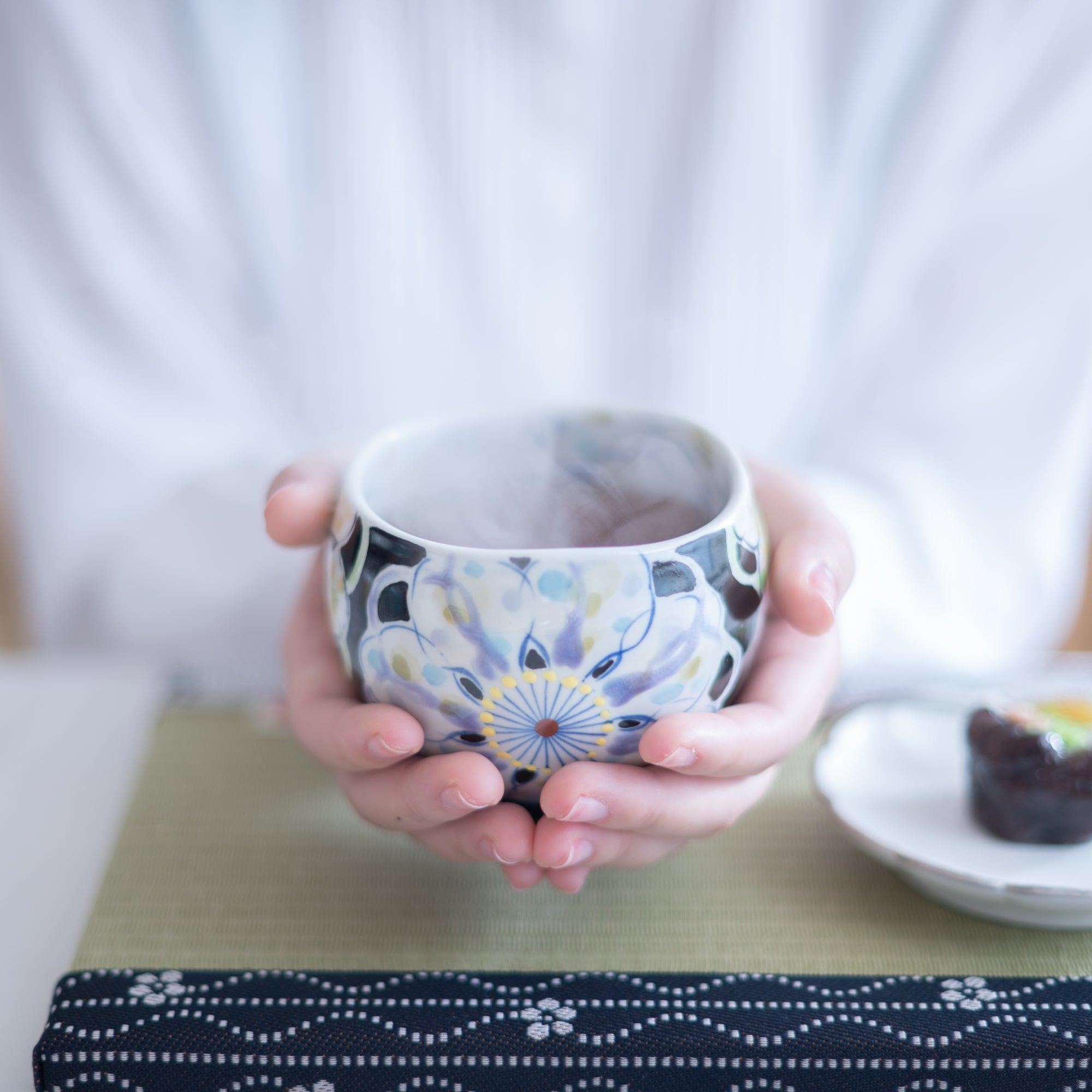 Polychrome Flowers Yunomi Japanese Teacup