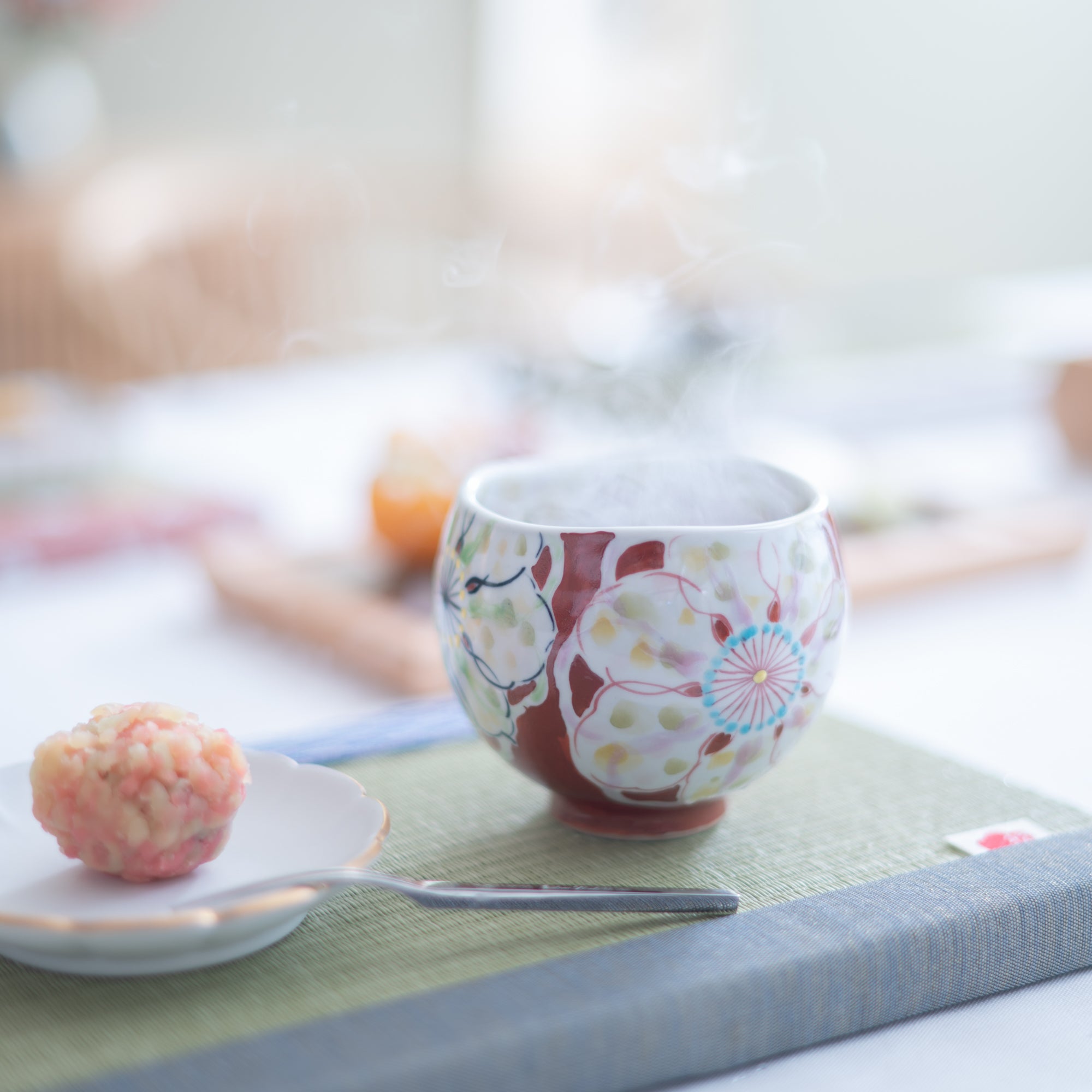 Polychrome Flowers Yunomi Japanese Teacup