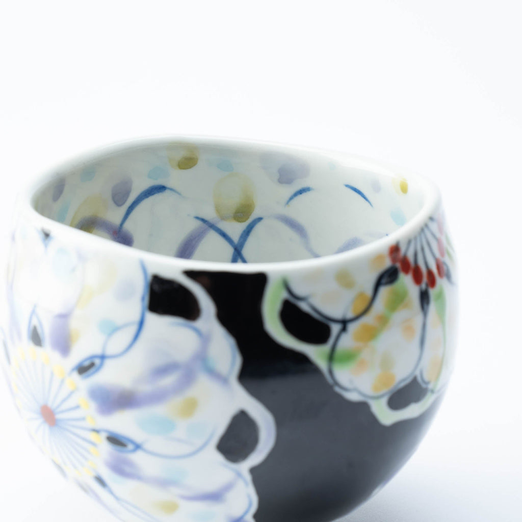Polychrome Flowers Yunomi Japanese Teacup