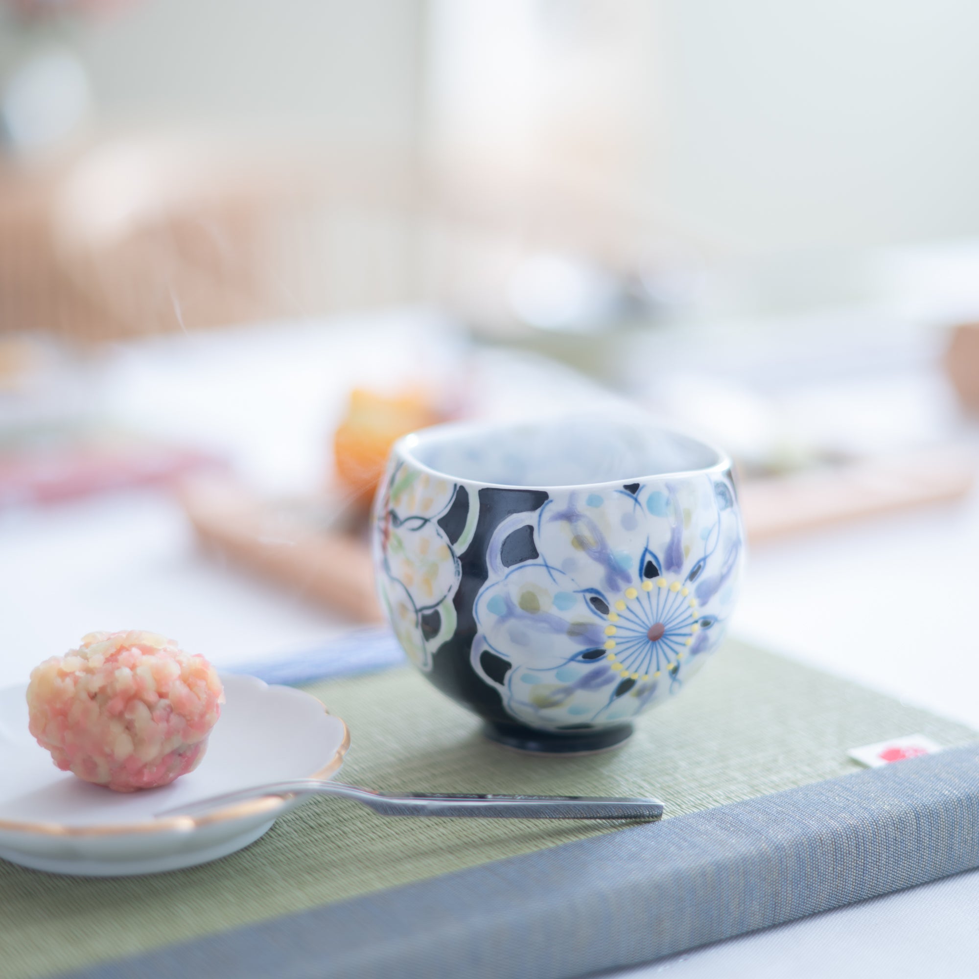 Polychrome Flowers Yunomi Japanese Teacup