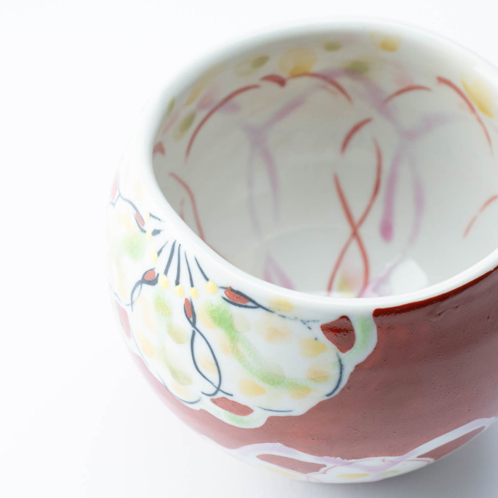 Polychrome Flowers Yunomi Japanese Teacup
