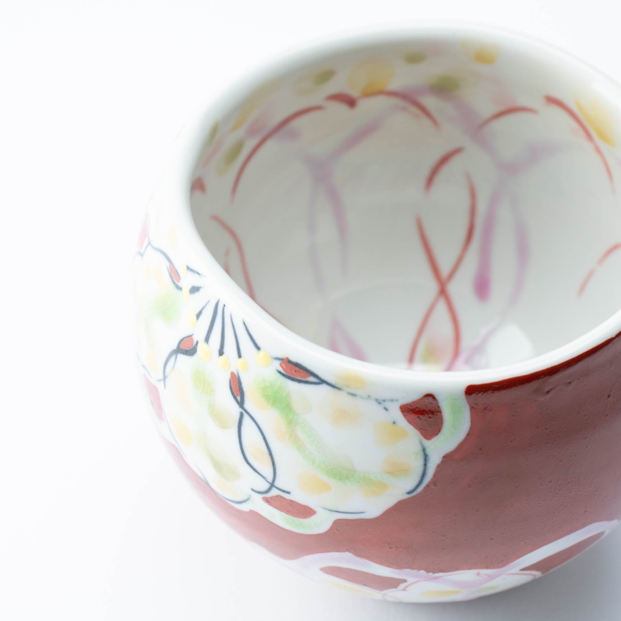 Polychrome Flowers Yunomi Japanese Teacup