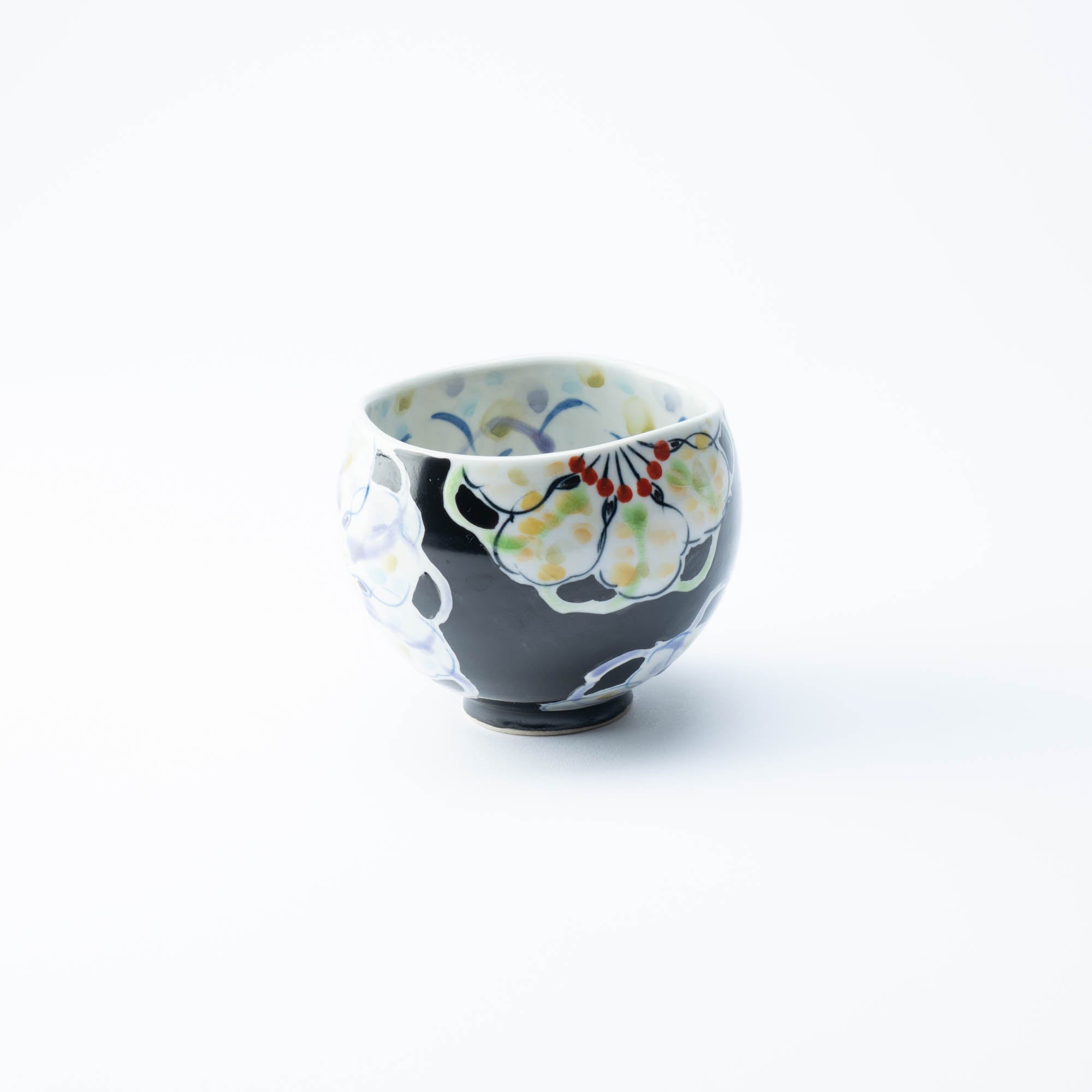 Polychrome Flowers Yunomi Japanese Teacup