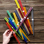 Chopsticks Lacquered Black Natural Wood