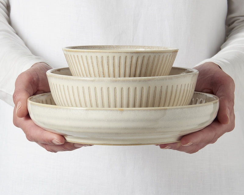 Ramen Bowl 25cm Ridged Alabaster Glaze